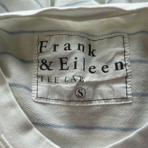Frank and Eileen Tee Lab Oversized Continuous Sweatshirt White Blue Stripe S - Picture 7 of 13